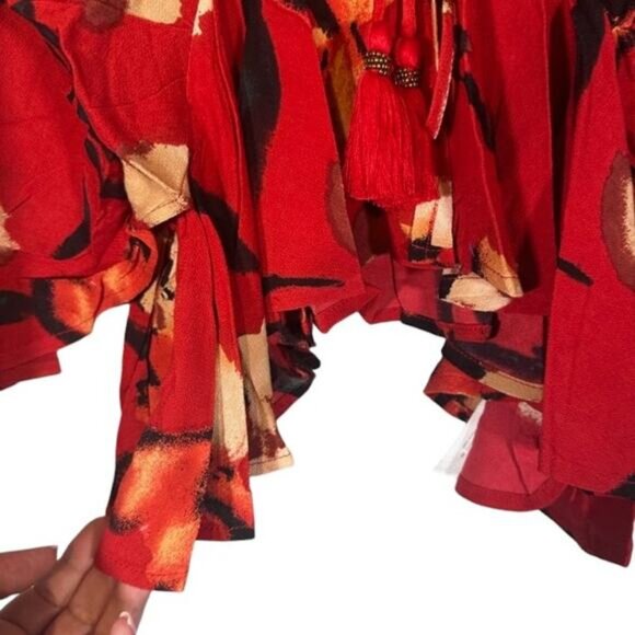 Band of the Free Red The High Priestess Floral Batwing Blouse Women Sz M - Picture 6 of 10